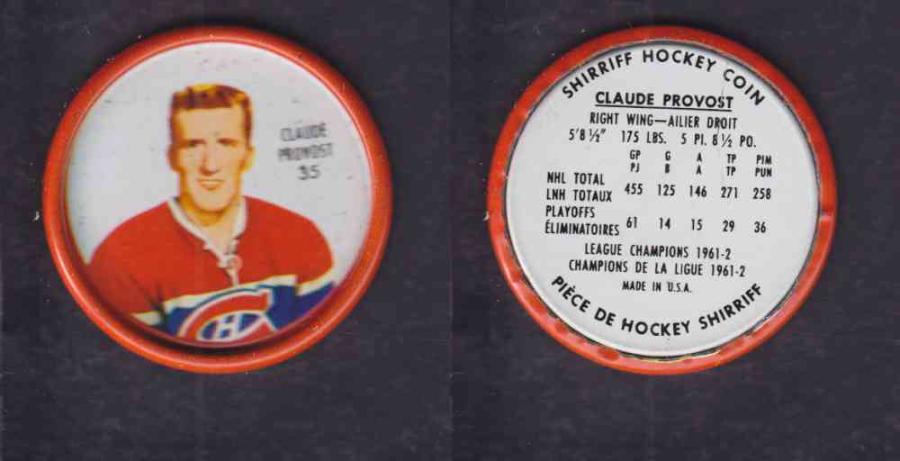1962-63 SHIRRIFF HOCKEY COIN #35 C. PROVOST photo 1962-63 SHIRRIFF HOCKEY COIN #35 C. PROVOST photo