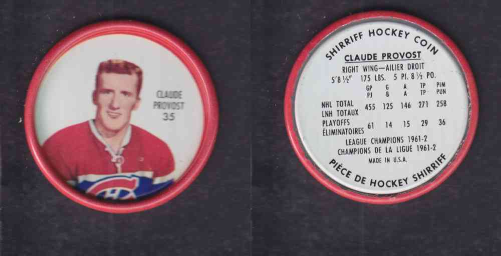 1962-63 SHIRRIFF HOCKEY COIN #35 C. PROVOST photo 1962-63 SHIRRIFF HOCKEY COIN #35 C. PROVOST photo
