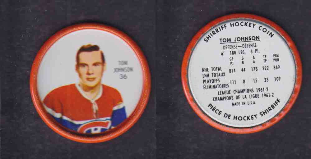 1962-63 SHIRRIFF HOCKEY COIN #36 T. JOHNSON photo 1962-63 SHIRRIFF HOCKEY COIN #36 T. JOHNSON photo