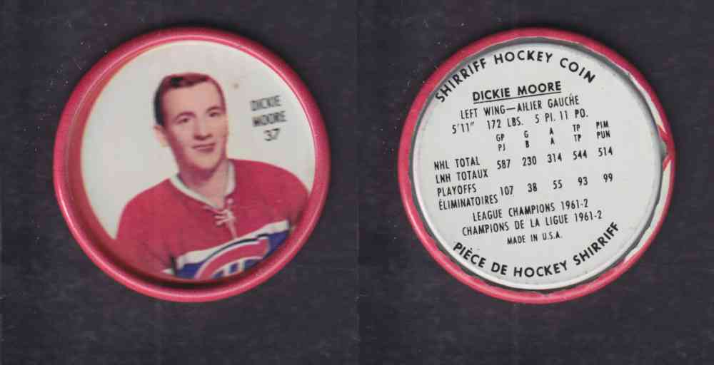 1962-63 SHIRRIFF HOCKEY COIN #37 D. MOORE photo 1962-63 SHIRRIFF HOCKEY COIN #37 D. MOORE photo