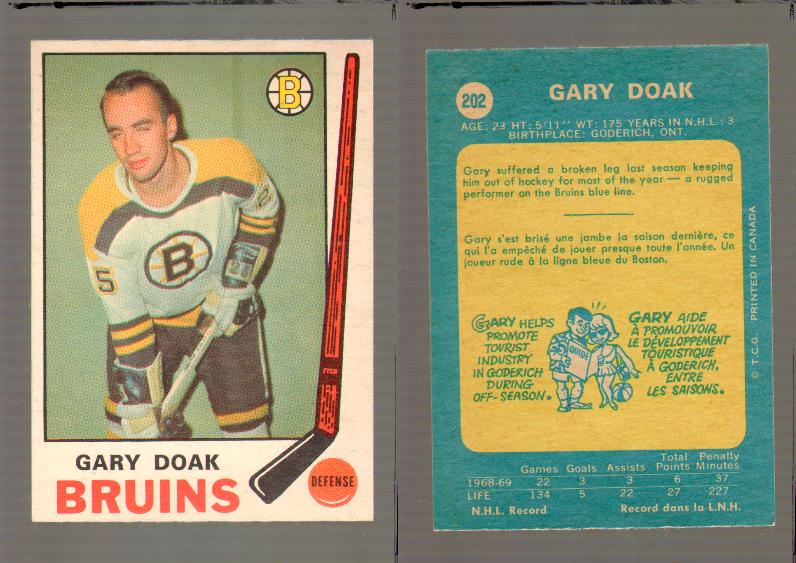 1969-70 O-PEE-CHEE HOCKEY CARD #202 GARY DOAK photo 1969-70 O-PEE-CHEE HOCKEY CARD #202 GARY DOAK photo