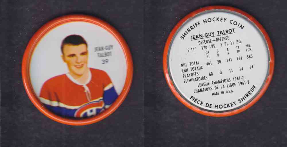 1962-63 SHIRRIFF HOCKEY COIN #39 J. TALBOT photo 1962-63 SHIRRIFF HOCKEY COIN #39 J. TALBOT photo