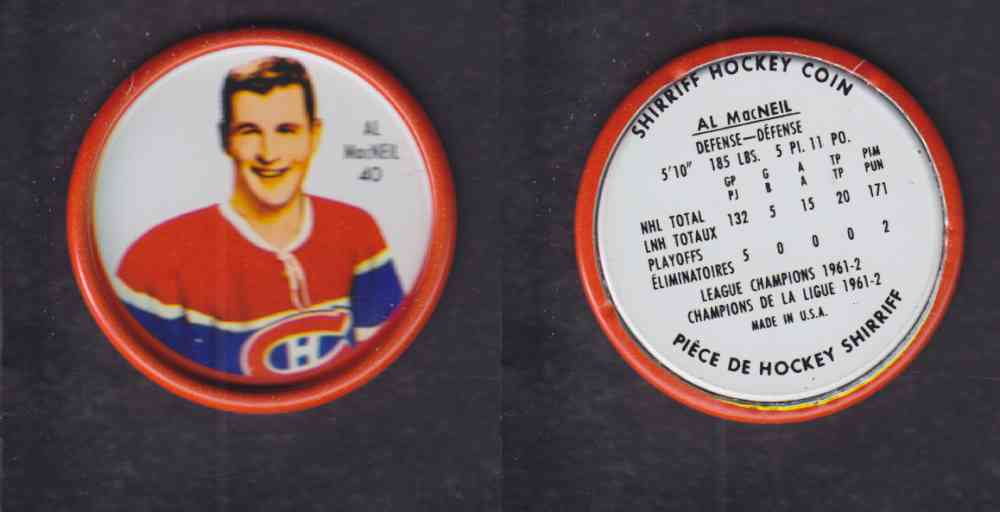 1962-63 SHIRRIFF HOCKEY COIN #40 A. MACNEIL photo 1962-63 SHIRRIFF HOCKEY COIN #40 A. MACNEIL photo
