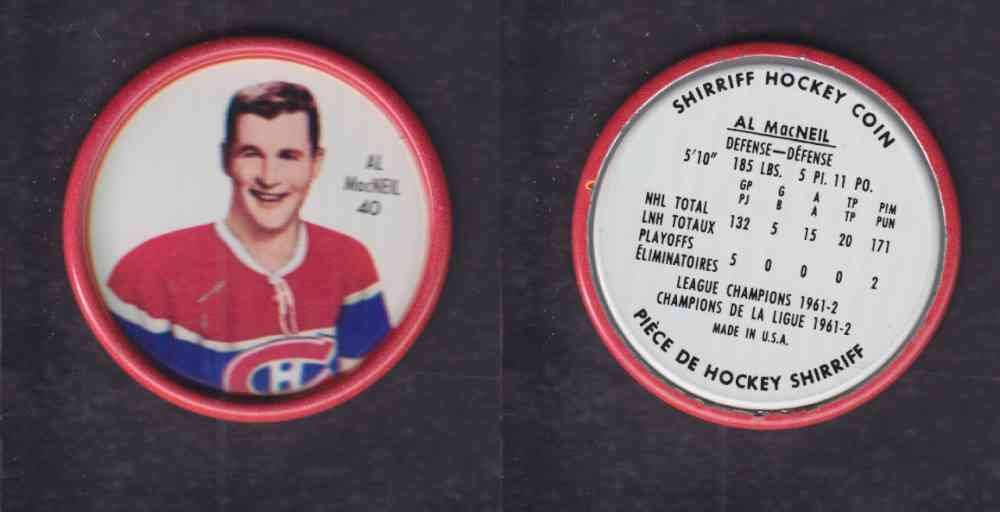 1962-63 SHIRRIFF HOCKEY COIN #40 A. MACNEIL photo 1962-63 SHIRRIFF HOCKEY COIN #40 A. MACNEIL photo