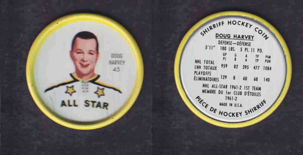 1962-63 SHIRRIFF HOCKEY COIN #45 D. HARVEY photo 1962-63 SHIRRIFF HOCKEY COIN #45 D. HARVEY photo