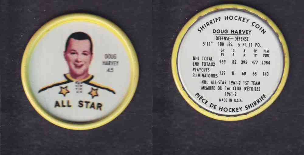 1962-63 SHIRRIFF HOCKEY COIN #45 D. HARVEY photo 1962-63 SHIRRIFF HOCKEY COIN #45 D. HARVEY photo