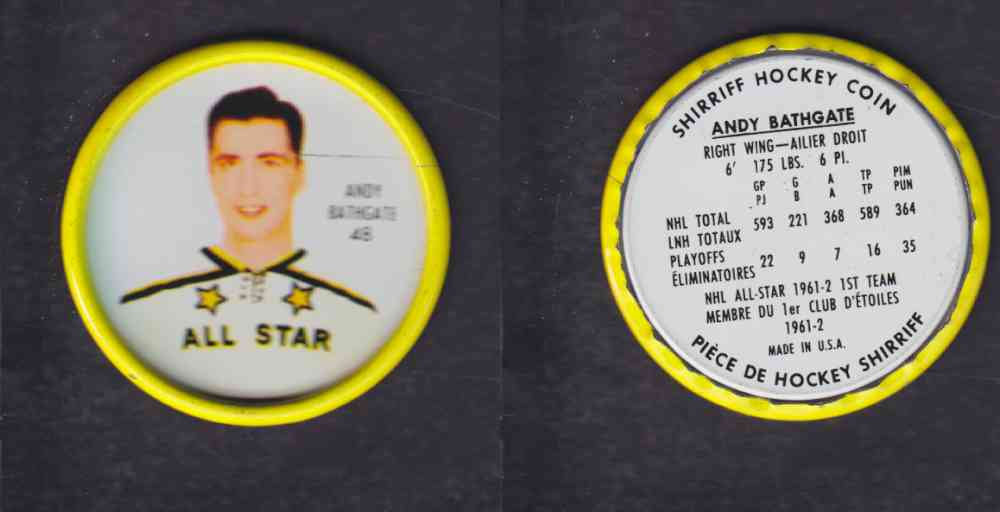 1962-63 SHIRRIFF HOCKEY COIN #48 A. BATHGATE photo 1962-63 SHIRRIFF HOCKEY COIN #48 A. BATHGATE photo