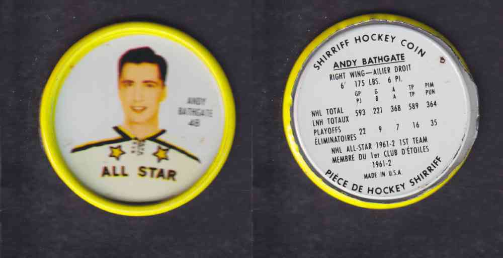 1962-63 SHIRRIFF HOCKEY COIN #48 A. BATHGATE photo 1962-63 SHIRRIFF HOCKEY COIN #48 A. BATHGATE photo