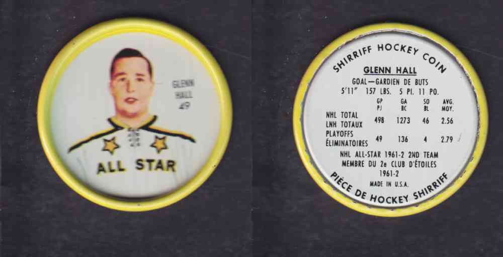 1962-63 SHIRRIFF HOCKEY COIN #49 G. HALL photo 1962-63 SHIRRIFF HOCKEY COIN #49 G. HALL photo