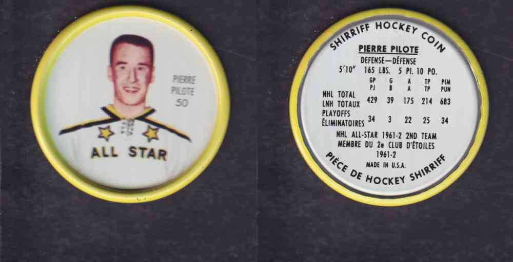 1962-63 SHIRRIFF HOCKEY COIN #50 P. PILOTE photo 1962-63 SHIRRIFF HOCKEY COIN #50 P. PILOTE photo