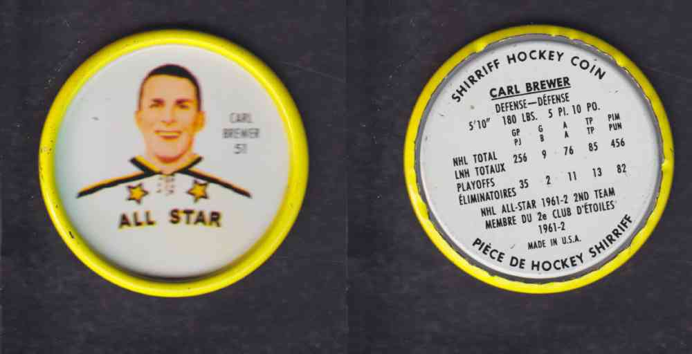 1962-63 SHIRRIFF HOCKEY COIN #51 C. BREWER photo 1962-63 SHIRRIFF HOCKEY COIN #51 C. BREWER photo