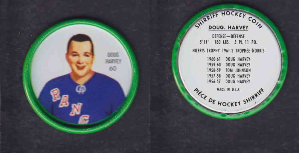 1962-63 SHIRRIFF HOCKEY COIN #60 D. HARVEY photo 1962-63 SHIRRIFF HOCKEY COIN #60 D. HARVEY photo