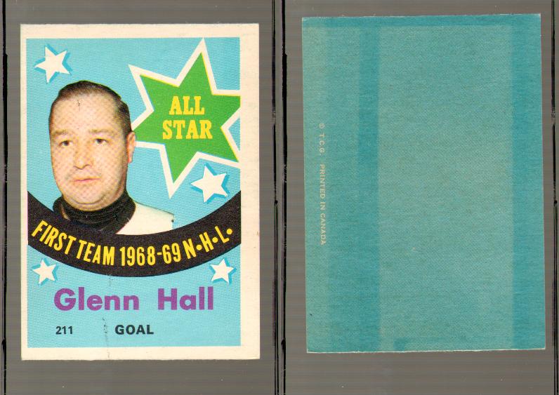 1969-70 O-PEE-CHEE HOCKEY CARD #211 GLENN HALL FIRST TEAM photo 1969-70 O-PEE-CHEE HOCKEY CARD #211 GLENN HALL FIRST TEAM photo