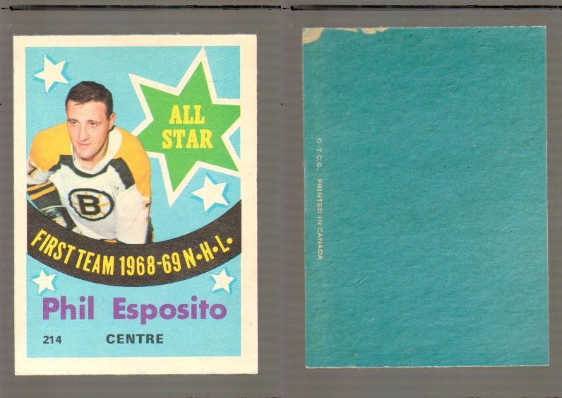 1969-70 O-PEE-CHEE HOCKEY CARD #214 PHIL ESPOSITO FIRST TEAM photo