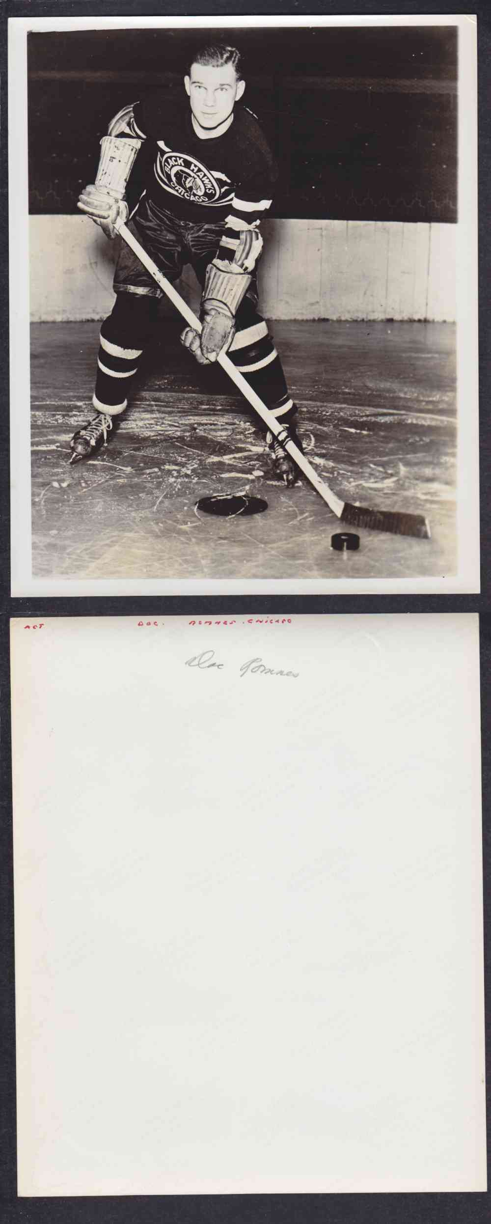 1960'S CHICAGO BACKHAWKS OLD TIMER PHOTO D. ROMMES photo 1960'S CHICAGO BACKHAWKS OLD TIMER PHOTO D. ROMMES photo