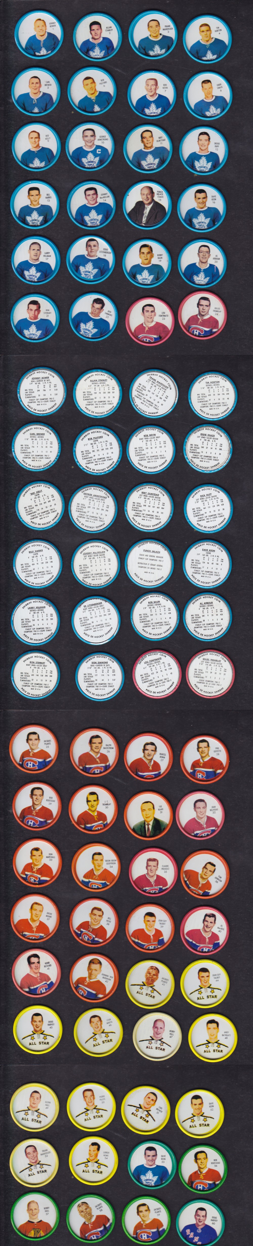 1962-63 SHIRRIFF HOCKEY COIN FULL SET 60/60 photo