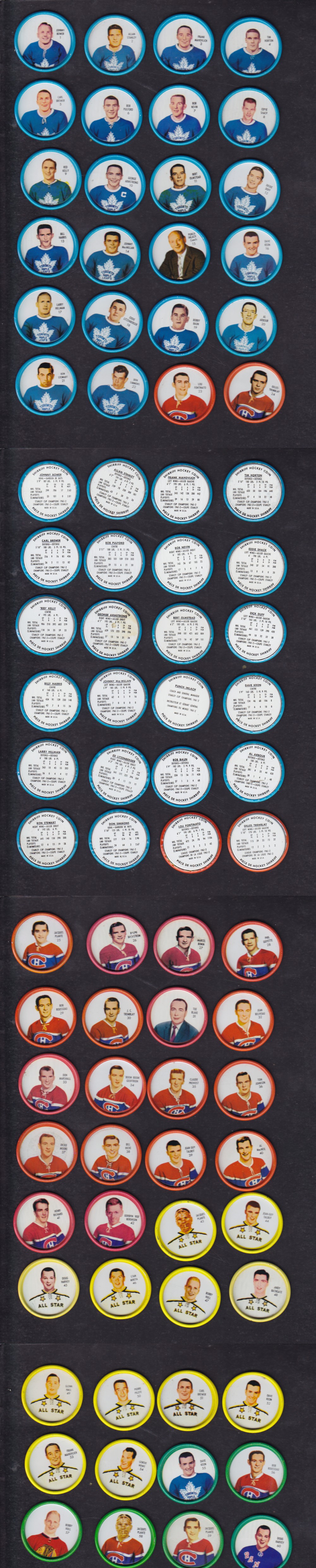 1962-63 SHIRRIFF HOCKEY COIN FULL SET 60/60 photo