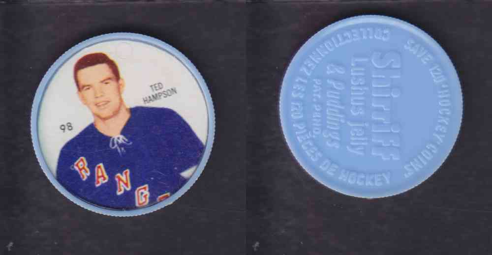 1960-61 SHIRRIFF HOCKEY COIN #98 T. HAMPSON photo 1960-61 SHIRRIFF HOCKEY COIN #98 T. HAMPSON photo