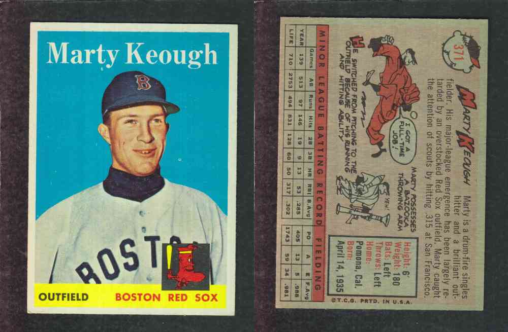 1958 TOPPS BASEBALL CARD #371 M. KEOUGH photo 1958 TOPPS BASEBALL CARD #371 M. KEOUGH photo