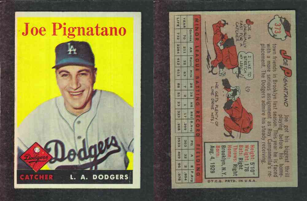 1958 TOPPS BASEBALL CARD #373 J. PIGNATANO photo 1958 TOPPS BASEBALL CARD #373 J. PIGNATANO photo