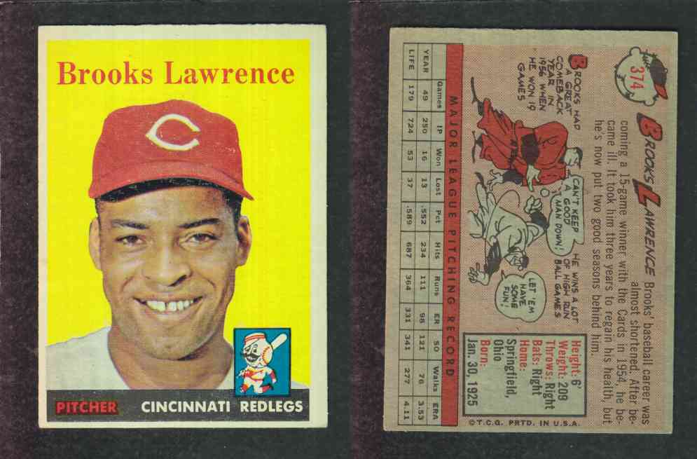 1958 TOPPS BASEBALL CARD #374 B. LAWRENCE photo 1958 TOPPS BASEBALL CARD #374 B. LAWRENCE photo