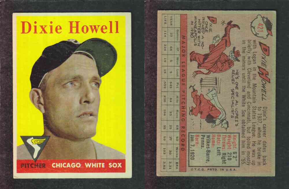 1958 TOPPS BASEBALL CARD #421 D. HOWELL photo