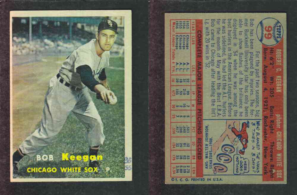 1957 TOPPS BASEBALL CARD #99 B. KEEGAN photo 1957 TOPPS BASEBALL CARD #99 B. KEEGAN photo