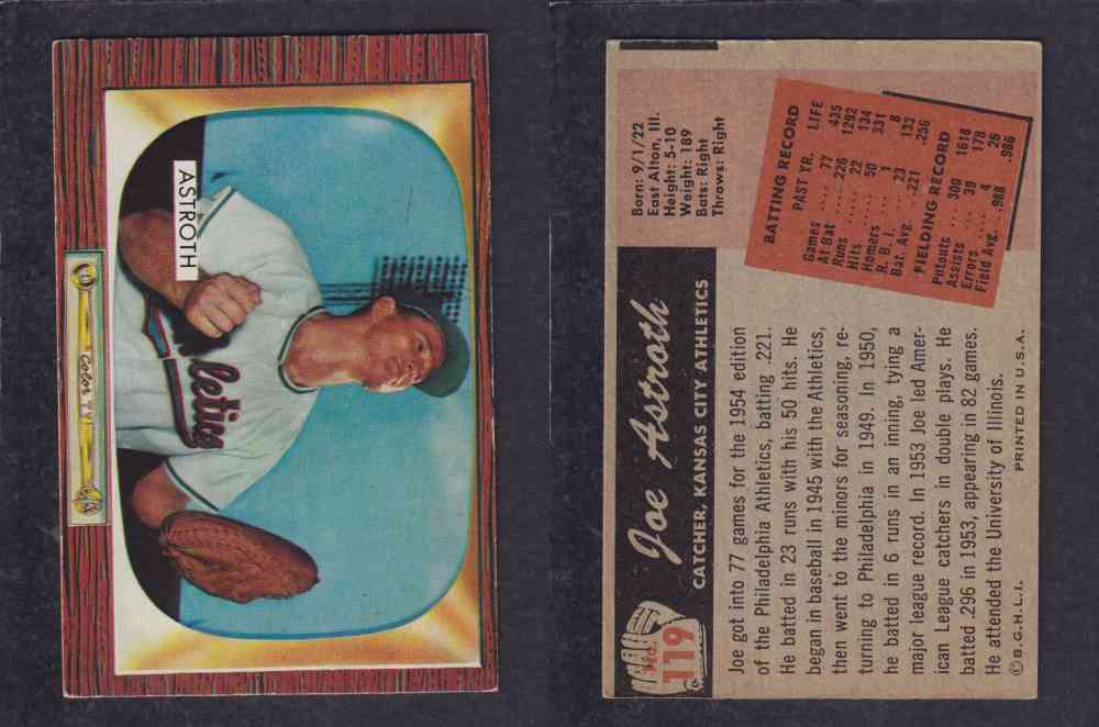 1955 BOWMAN BASEBALL CARD #119 J. ASTROTH photo