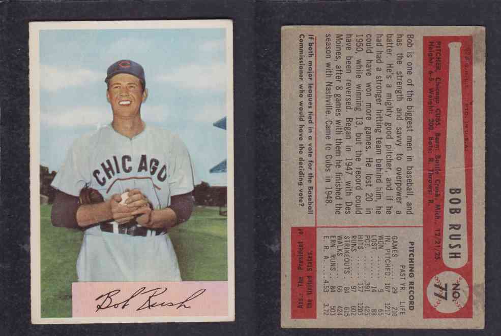 1954 BOWMAN BASEBALL CARD #77 B. RUSH photo 1954 BOWMAN BASEBALL CARD #77 B. RUSH photo