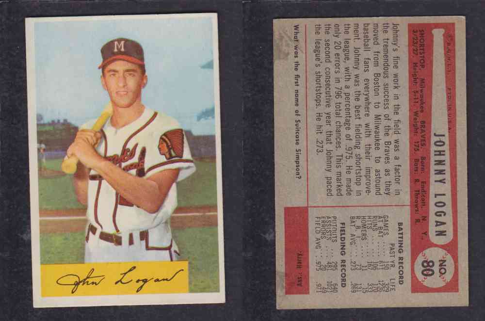 1954 BOWMAN BASEBALL CARD #80 J. LOGAN photo 1954 BOWMAN BASEBALL CARD #80 J. LOGAN photo