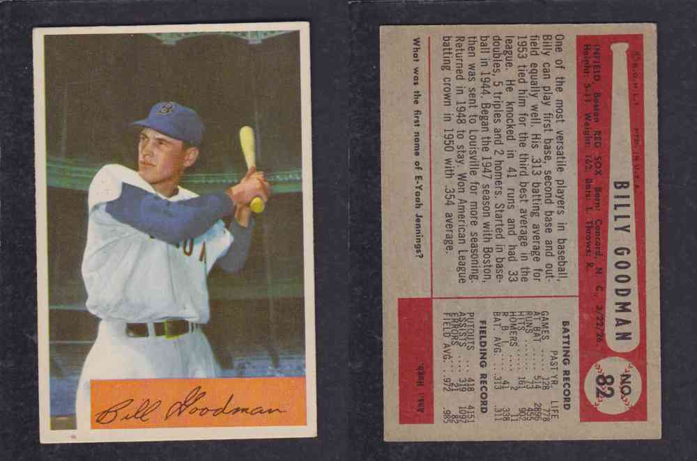 1954 BOWMAN BASEBALL CARD #82 B. GOODMAN photo