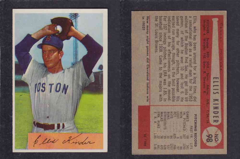 1954 BOWMAN BASEBALL CARD #98 E. KINDER photo 1954 BOWMAN BASEBALL CARD #98 E. KINDER photo