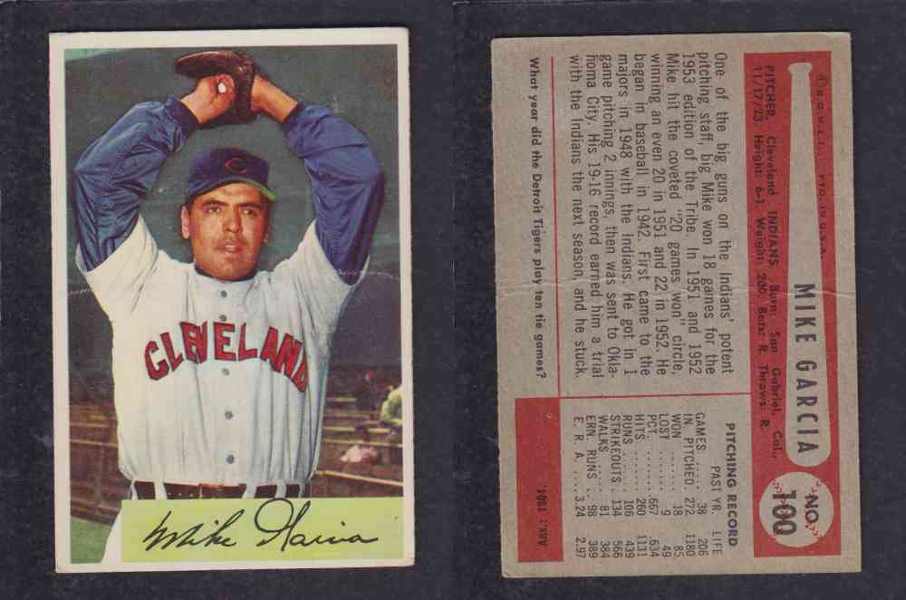 1954 BOWMAN BASEBALL CARD #100 M. GARCIA photo 1954 BOWMAN BASEBALL CARD #100 M. GARCIA photo