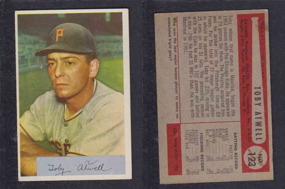 1954 BOWMAN BASEBALL CARD #123 T. ATWELL photo