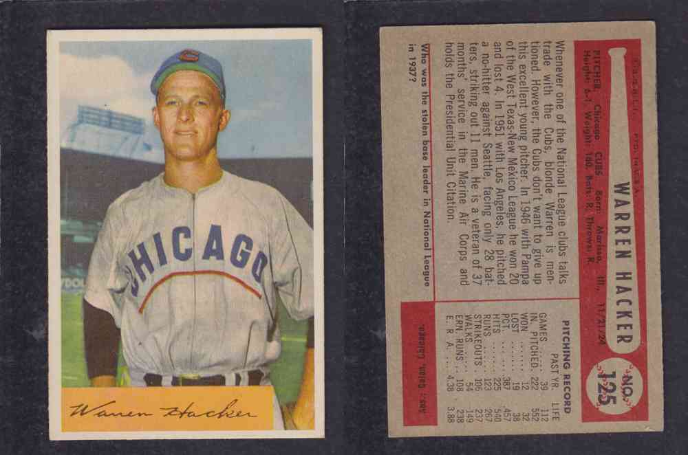 1954 BOWMAN BASEBALL CARD #125 W. HACKER photo