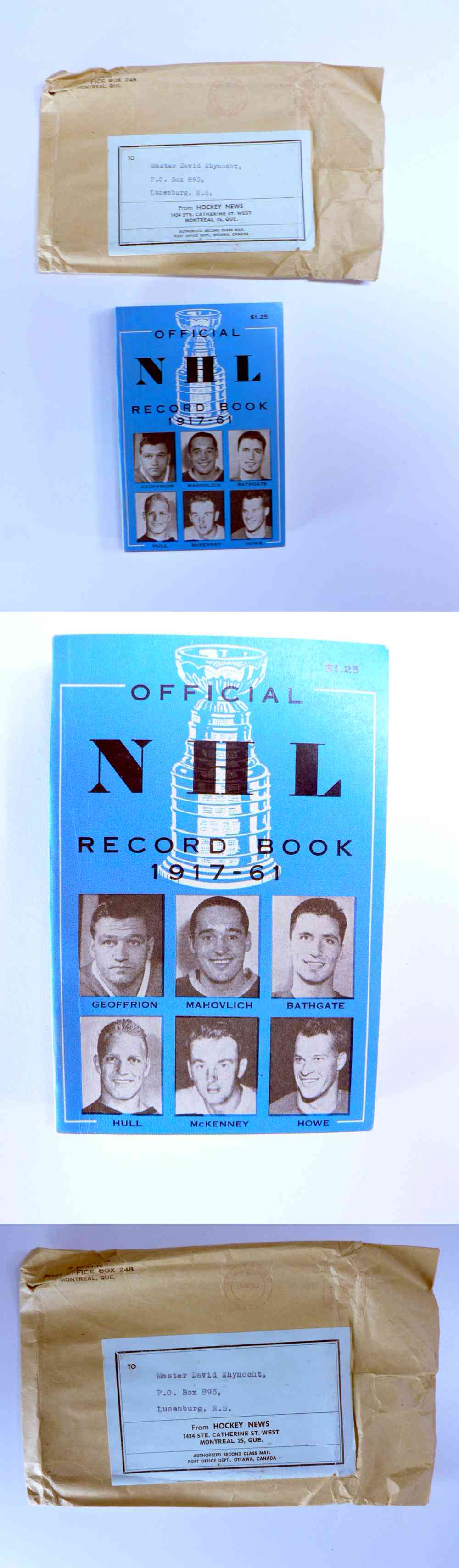 1961 OFFICIAL NHL RECORD BOOK & ENVELOPE photo