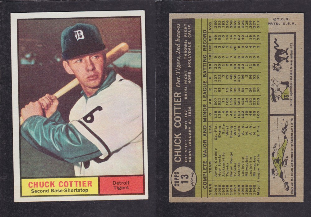 1962 TOPPS BASEBALL CARD #13 C. COTTIER photo 1962 TOPPS BASEBALL CARD #13 C. COTTIER photo