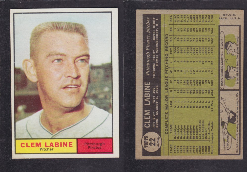 1962 TOPPS BASEBALL CARD #22 C. LABINE photo 1962 TOPPS BASEBALL CARD #22 C. LABINE photo