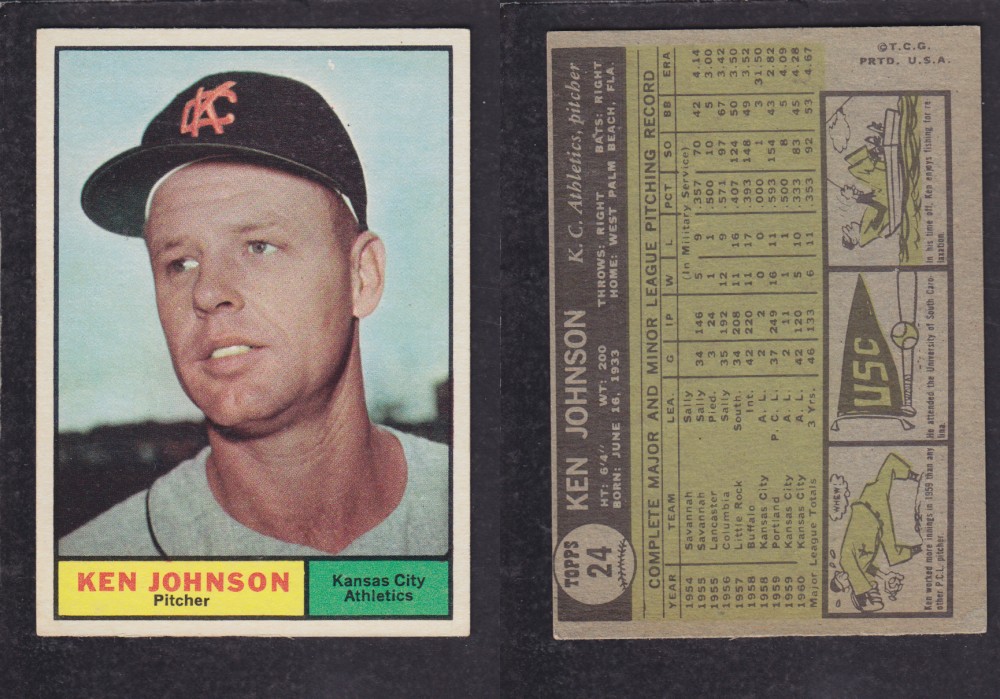 1962 TOPPS BASEBALL CARD #24 K. JOHNSON photo 1962 TOPPS BASEBALL CARD #24 K. JOHNSON photo