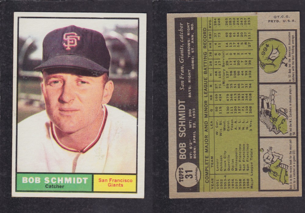 1962 TOPPS BASEBALL CARD #31 B. SCHMIDT photo 1962 TOPPS BASEBALL CARD #31 B. SCHMIDT photo