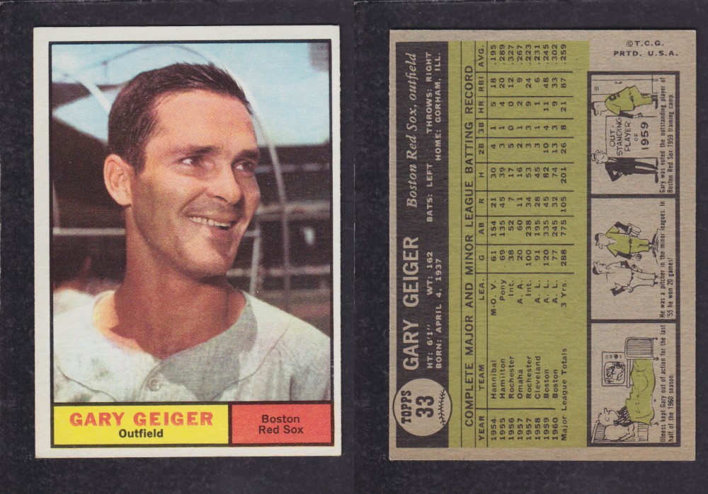 1962 TOPPS BASEBALL CARD #33 G. GEIGER photo 1962 TOPPS BASEBALL CARD #33 G. GEIGER photo