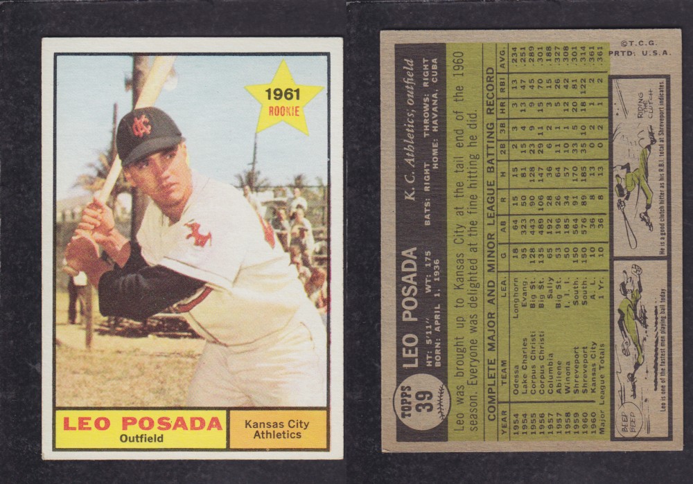 1962  TOPPS BASEBALL CARD #39  L. POSADA photo