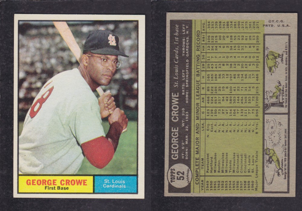 1962  TOPPS BASEBALL CARD #52  G. CROWE photo