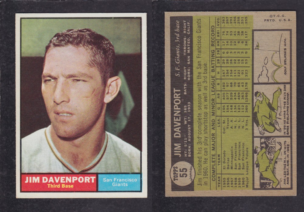 1962 TOPPS BASEBALL CARD #55 J. DAVENPORT photo 1962 TOPPS BASEBALL CARD #55 J. DAVENPORT photo
