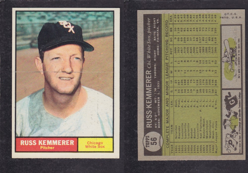 1962 TOPPS BASEBALL CARD #56 R. KEMMERER photo 1962 TOPPS BASEBALL CARD #56 R. KEMMERER photo