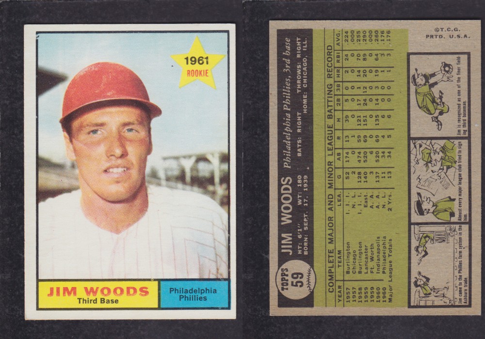 1962 TOPPS BASEBALL CARD #59 J. WOODS photo 1962 TOPPS BASEBALL CARD #59 J. WOODS photo