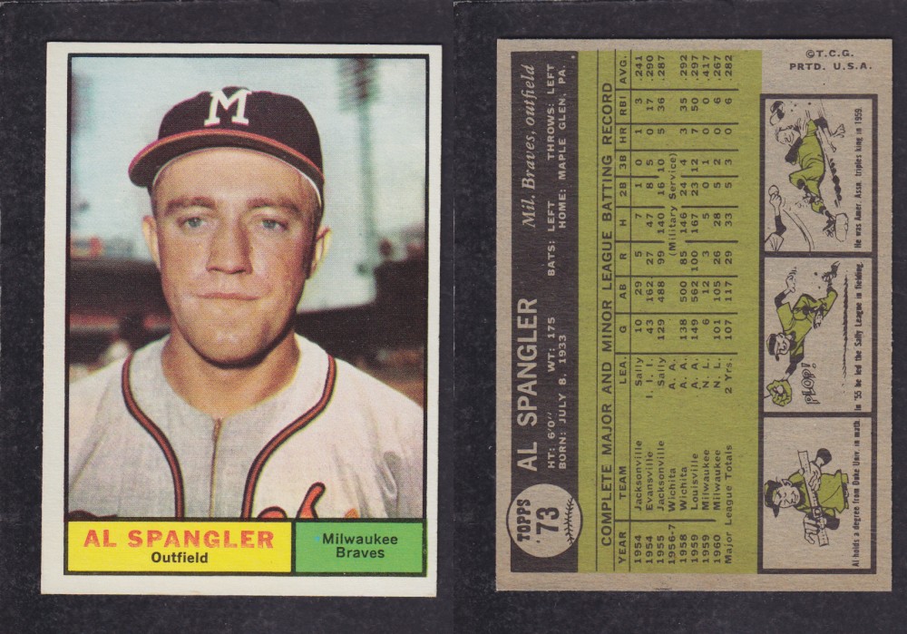 1962 TOPPS BASEBALL CARD #73 A. SPANGLER photo 1962 TOPPS BASEBALL CARD #73 A. SPANGLER photo