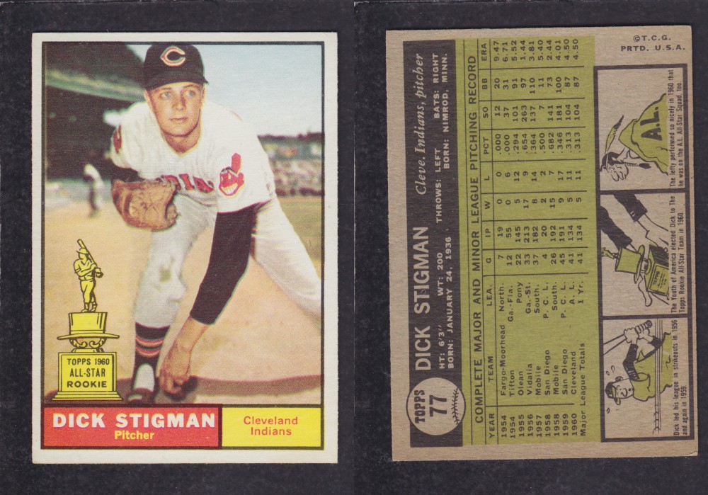 1962 TOPPS BASEBALL CARD #77 D. STIGMAN photo 1962 TOPPS BASEBALL CARD #77 D. STIGMAN photo