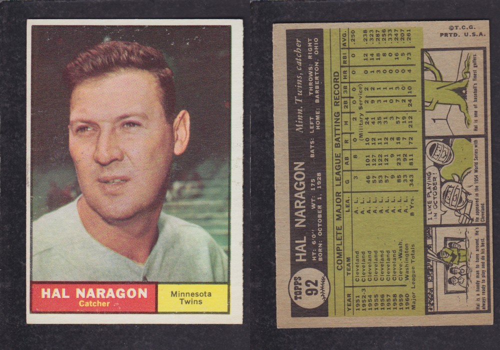 1962 TOPPS BASEBALL CARD #92 H. NARAGON photo 1962 TOPPS BASEBALL CARD #92 H. NARAGON photo