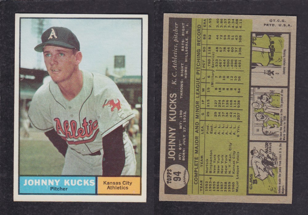 1962 TOPPS BASEBALL CARD #94 J. KUCKS photo 1962 TOPPS BASEBALL CARD #94 J. KUCKS photo
